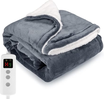 Elektrische deken - Verwarmde plaid - Lekker opwarmen - Groot formaat - 180 x 130 cm - Grijs
