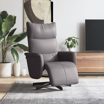 vidaXL - Fauteuil - verstelbaar - met - voetensteun - kunstleer - grijs