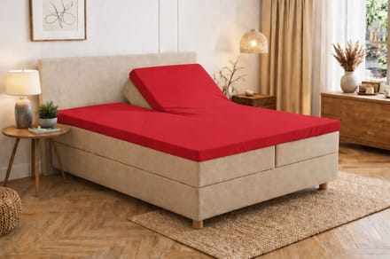 Polydaun hoeslaken - splittopper - Jersey - rood - 180 x 200/220 cm