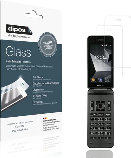 dipos – 2x Pantserfolie geschikt voor Kyocera Digno Keitai 4 | 9H Screenprotector