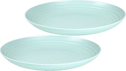 Plasticforte Rond bord/camping bord - 2x stuks - D25 cm - mintgroen - kunststof