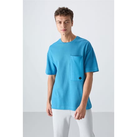 Oversized Katoenmix T-Shirt met Ronde Hals en Pocket