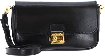 COCCINELLE Leren schoudertas accessoiretas C-Me Lock Shiny Smooth Mini Bag Leather Noir zwart