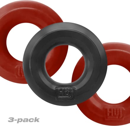 Hünkyjunk - Cockring - 3 stuks - Rood & Zwart