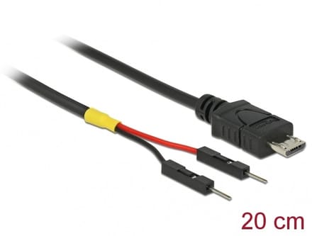 Delock USB Power Cable Micro-B to 2 x pin header male separate power 20 cm