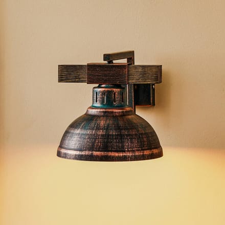 Luminex Wandlamp Hakon, roestbruin/hout naturel