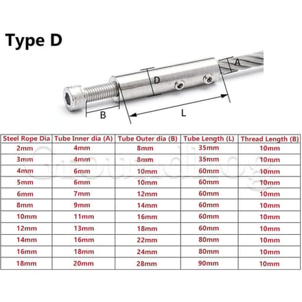 304 RVS Kabel Leuning Draad Swage Draad Touw Spanner Ontvanger Terminal Einde Kruis Clip Klem Tuigage Hardware TYPE D 5MM