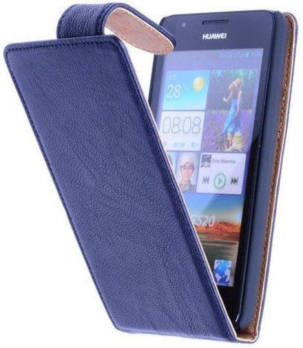 Washed Leer Classic Hoesje - Geschikt voor HTC One Mini M4 Zwart