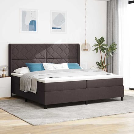 vidaXL - Boxspring - bed - met - kussen - Donkerbruin - 200 - x - 200 - cm - Stof