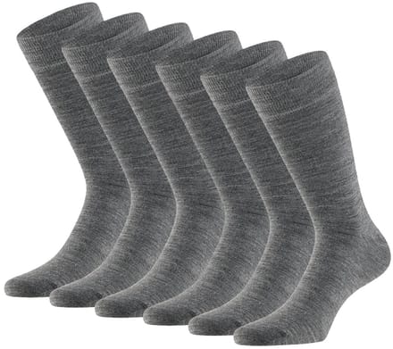 Apollo Merinowollen Sokken -6 paar - Medium Grey Melange - Dames & Heren Sokken - Maat 35/38
