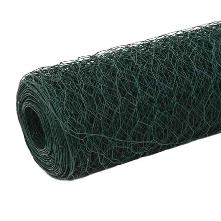 vidaXL - Kippengaas - 25x1,2 - m - staal - met - PVC - coating - groen
