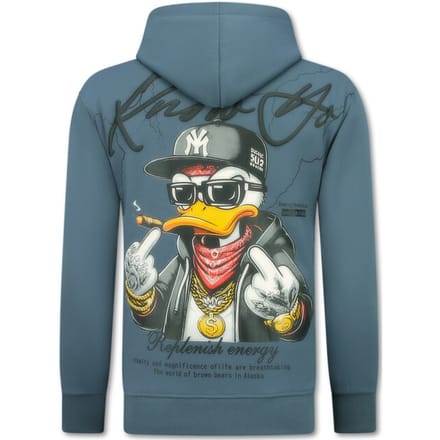 Oversized Hoodie Heren met Capuchon - Gangster - Dik Geweven - 5788 - Blauw