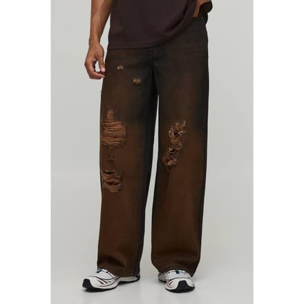 Getinte Gescheurde Baggy Fit Jeans | Dark Wash | Size 40R