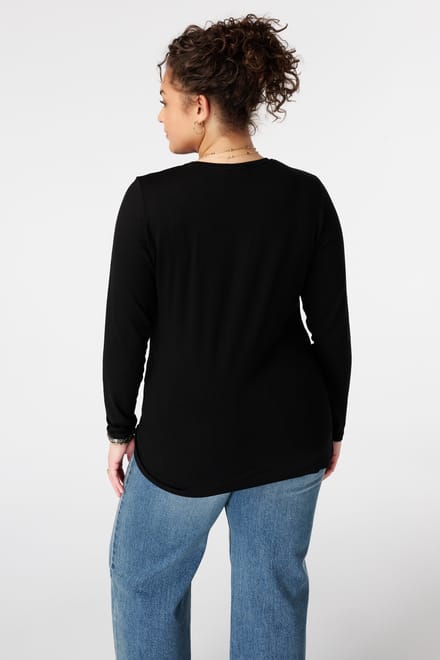 MS Mode Top Top met lange mouwen en ronde hals