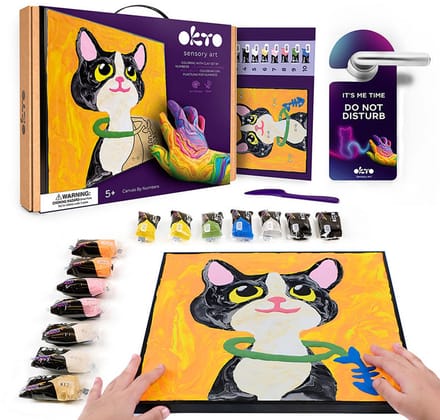 OKTO Sensory Art Kleuren Op Nummers - Dieren - Kat - Luchtklei - 21X21Cm - 5 Jaar