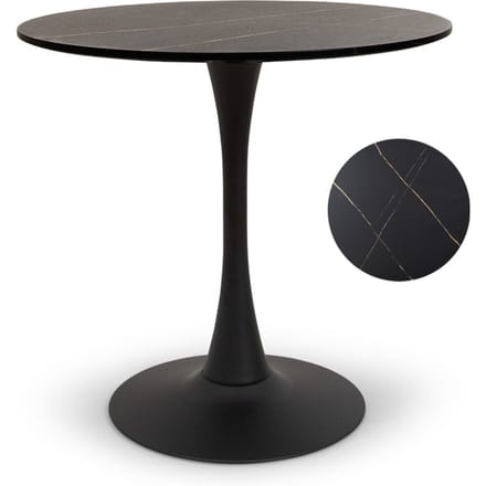 Milton & Oldbrook Eettafel Ø 80 cm Prague Marmerlook Zwart