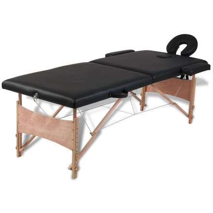 vidaXL - Inklapbare - massagetafel - 2 - zones - met - houten - frame - (zwart)