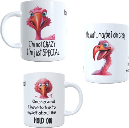Koffie beker - thee mok - tekst I`am not crazy - afbeelding cartoon