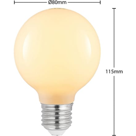 Arcchio LED lamp G80 E27, 4 W, 2.700 K, opaal, dimbaar