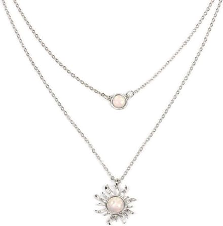 Ketting met Zon / Maan duo ketting zilverkleur.