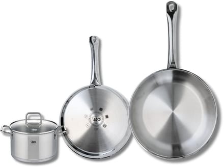 Set van 2 Koekenpannen 24 en 28 cm en 1 kookpan 14 cm Elo Profi Citrin