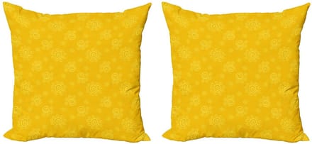 ABAKUHAUS Gele Kussenhoes Set 2x60x60 – Dubbelzijdig bedrukt – Rits