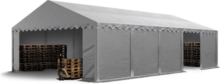 Opslagtent 5x10 m beschutting met PVC zeil 700 N waterdicht grijs