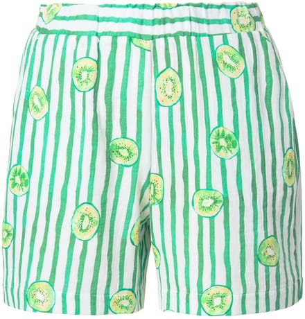 Studio Untold - Dames - Gestreepte shorts wide legs fruitprint - Lichtgroen - Maat 52