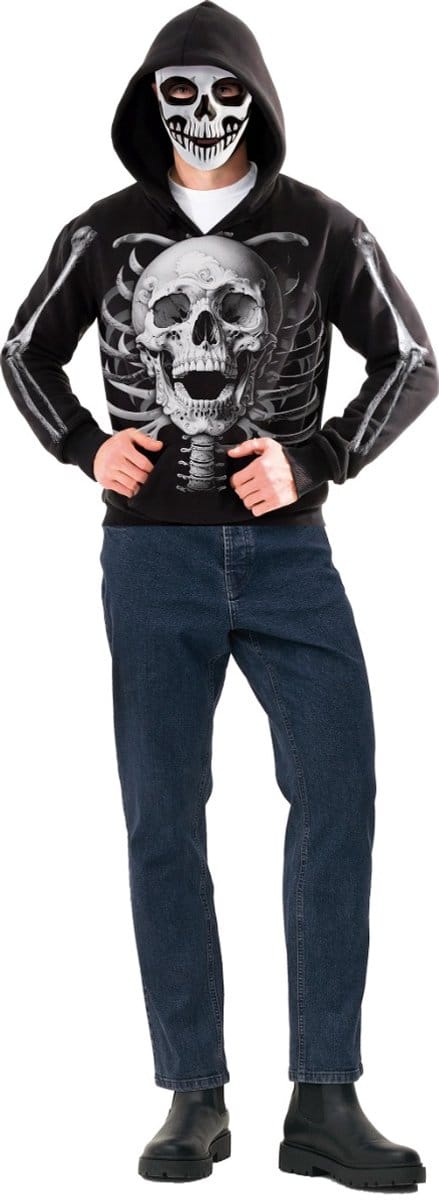 Skelet hoodie met masker maat L