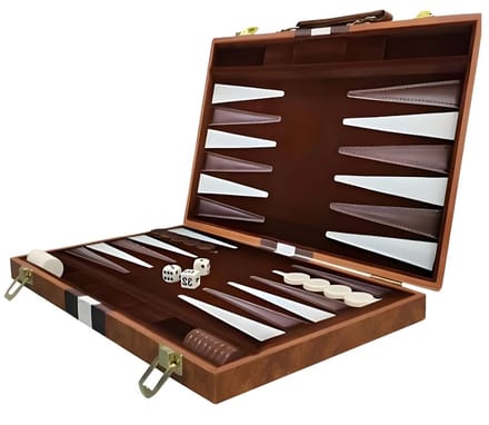 DnA® Backgammon - Backgammon Koffer - Backgammon Reiseditie - Backgammon Hout - Bruin - 29cm x 19cm x 1cm