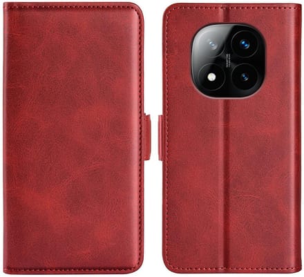 MobyDefend Hoesje - Geschikt voor Xiaomi Redmi Note 14 Pro Plus - Luxe Wallet Book Case (Sluiting Zijkant) - Rood