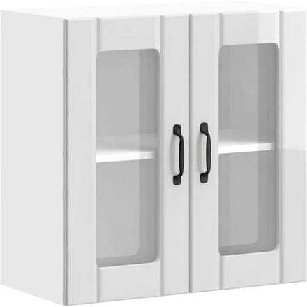 Keukenkast met glasdeur - glanzend wit