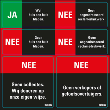Pickup Pictogram 15x15 cm 4 op 1 - JA NEE  NEE NEE
