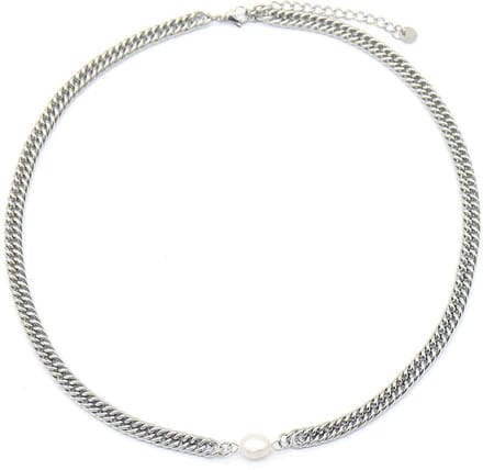 Ketting met Parel - RVS - Lengte 39-44 cm - Zilverkleurig