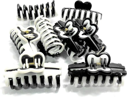 8 grote haarklemmen 9 cm zwart-wit