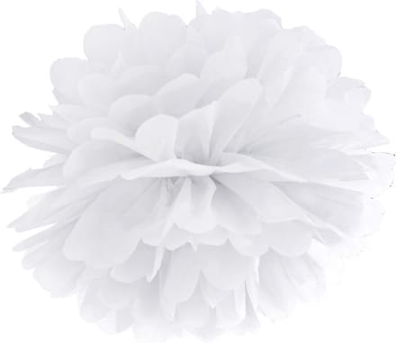Wit Pompom Decoratie 25cm Wit