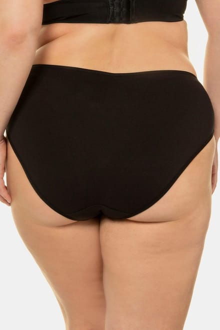 Ulla Popken - Dames - Midislips set van 5 effen - Klassiek zwart - Maat 54+