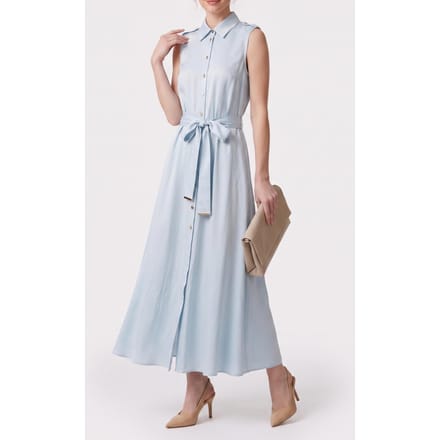 GUESS Iva Chemiser Ss Long Soft Blue Taglia: 38 | Maxi abiti Outlet | Donna | Blu