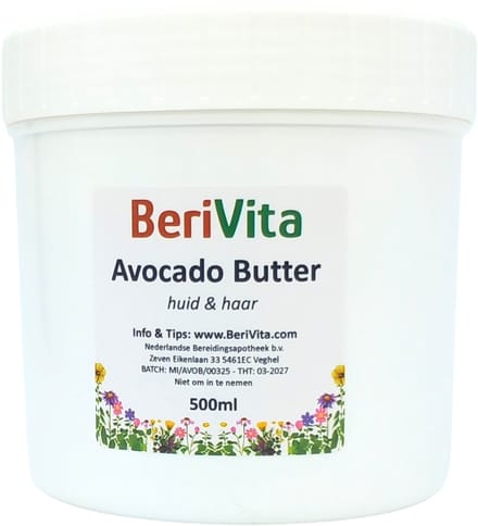 Avocado Butter 500ml Pot - Puur en Onbewerkte Avocadobutter - Huid & Haar