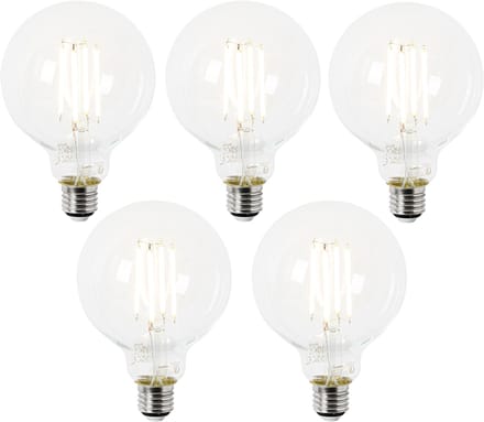 LUEDD Set van 5 E27 LED lamp G95 helder 2,2W 470 lm 2700K