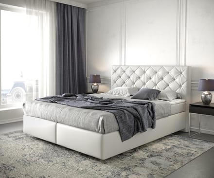 Boxspringbed Dream-Great kunstleder wit 160x200 met matras en topper