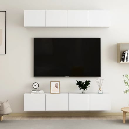 vidaXL - Tv-meubelen - 4 - st - 80x30x30 - cm - bewerkt - hout - wit