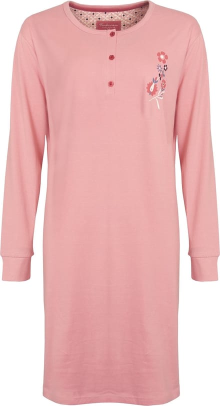 Tenderness Dames Nachthemd - Polo Sluiting - Katoen - Roze - Maat XXL