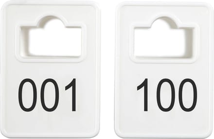 Garderobemunten / garderobe nummers - wit - 001-100 (100 jetons)