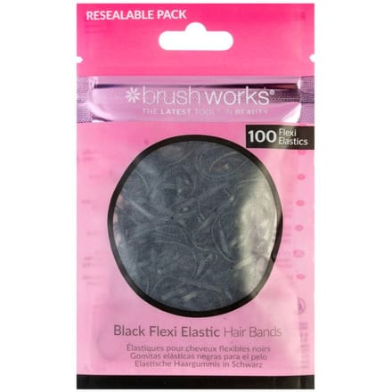 brushworks Black Flexi Elastic Hair Bands 100 st