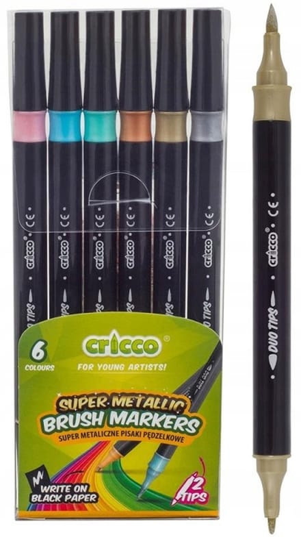 Cricco Metallic Penseelstiften - 6 Kleuren Dubbelzijdig