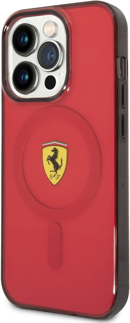 Ferrari Translucent Back Case (MagSafe Compatible) - Geschikt voor Apple iPhone 14 Pro Max (6.7") - Rood