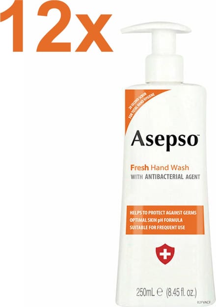 Asepso - Fresh - Antibacteriële Handzeep/Zeeppomp - 12x 250ml - Voordeelverpakking