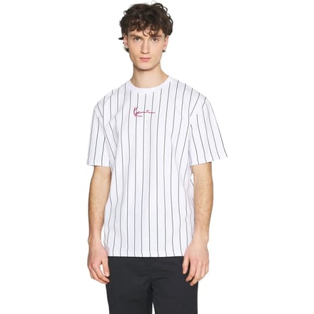 Karl Kani Small Signature Pinstripe T-shirt Met Korte Mouwen Wit S Man