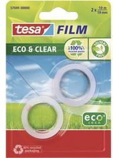 tesa 57049-00000-13 tesafilm Eco & Clear Transparant (l x b) 10 m x 19 mm 2 stuk(s)